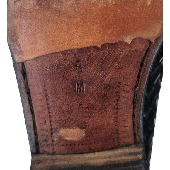 Vintage Bragano Cole Haan Italy Black Woven Leather Tassel Loafer Dress Shoes 8M - Picture 9 of 11